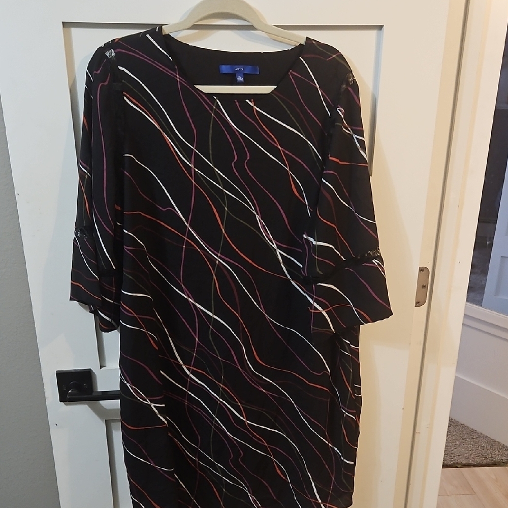 Apt. 9 Black Dress with Multicolor Stripes